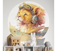 Sticker Mural Rond/Cercle Enfants - Lion 3617689823263 - Adhésif Mat - Diamètre 120 cm