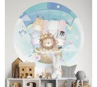 Sticker Mural Rond/Cercle Enfants - Montgolfière Animaux 3617689631134 - Adhésif Mat - Diamètre 120 cm