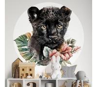 Sticker Mural Rond/Cercle Enfants - Petite Panthère Noire 3617689819129 - Adhésif + Protection Mate - Diamètre 30 cm