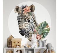 Sticker Mural Rond/Cercle Enfants - Zèbre 3617689818870 - Adhésif Mat - Diamètre 90 cm