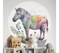 Sticker Mural Rond/Cercle Enfants - Zèbre 3617689827872 - Adhésif Mat - Diamètre 80 cm