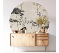 Sticker Mural Rond/Cercle - Jungle Animaux 3617680283585 - Adhésif Mat - Diamètre 90 cm