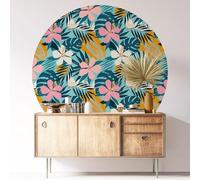 Sticker Mural Rond/Cercle - Motif Floral 3617682471102 - Adhésif + Protection Brillante - Diamètre 70 cm