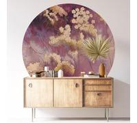Sticker Mural Rond/Cercle - Motif Floral 3617689860282 - Adhésif + Protection Mate - Diamètre 70 cm