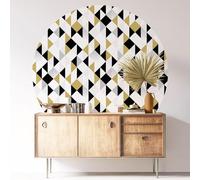 Sticker Mural Rond/Cercle - Motif géométrique 3617689898476 - Adhésif + Protection Brillante - Diamètre 100 cm
