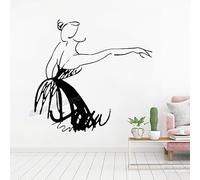Sticker mural Silhouette de ballet Ballerine Danseuse Gymnastique Pointe Sticker mural Décoration Studio de danse Sticker mural en vinyle 57 x 60 cm