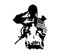 Sticker mural silhouette de soldat américain hélicoptère héros troupes américaines guerre autocollant mural chambre d'enfant vinyle-S-32x42cm-Black