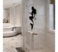 Sticker mural sirène amusant et coloré pour toilettes et chambres (57 x 30 cm, noir)