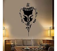 Sticker mural,Tête de Bouddha Visage Bouddhiste Yoga Vinyle Autocollant Mural Décoration de La Maison Salon Applique DIY Art Papier Peint Mural 57x109 cm