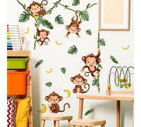 Sticker Mural Vigne Verte Animal Jungle Singe Sticker Mural Singe Sur Vigne Décoration Murale Chambre D'enfant Chambre D'enfant Salon
