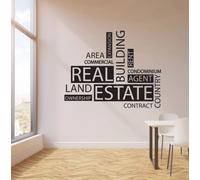 Sticker mural vinyle agence immobilière mot Agent agent immobilier bureau citation lettrage décor autocollant Mural créatif intérieur décalcomanie 70 cm x 56 cm