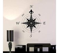Sticker Mural Vinyle Amovible Motif Rose Des Vents 56X60 Cm
