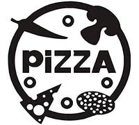 Sticker Mural Vinyle Autocollant Décor À La Maison Cuisine Légumes Pizza Mur Autocollant Restaurant Boutique Art Déco Noir 59X59 Cm