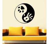 Sticker mural Yin Yang Yoga, motif empreinte de patte de chien, pour salon ou studio de yoga.