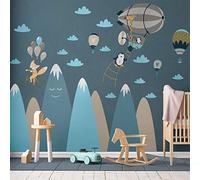 Sticker Muraux Autocollant Enfants Decoration Géant Montagnes Scandinaves pour Chambre Bébé/Animaux en Voyage 65 x 120 cm