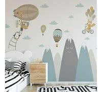 Sticker Muraux Autocollant Enfants Decoration Géant Montagnes Scandinaves pour Chambre Bébé/Animaux Volants 50 x 90 cm 1 Unité