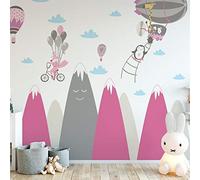 Sticker Muraux Autocollant Enfants Decoration Géant Montagnes Scandinaves pour Chambre Bébé/Animaux Heureux 100 x 180 cm