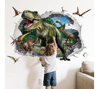 Sticker Muraux Dinosaure 3d,Grand Sticker Mural Dinosaure Garçon Tyrannosaurus Rex Stickers Mural Décoration Murale Pour Chambre D'enfant Chambre De Garçon Salle De Jeux