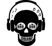 Sticker Musique dj squelette