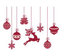 Sticker Noël cerfs et boules de Noël