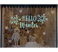 Sticker Noël Hello Winter Flocons - Nombreuses tailles et couleurs disponibles