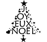 Sticker Noël joyeux noël coeurs et étoiles
