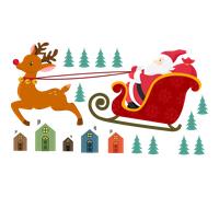 Sticker Noël le Père Noël en plein vol