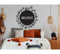 Sticker Notes de musiques avec Texte personnalisé - Nombreuses tailles et couleurs disponibles