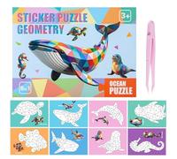 Sticker Number Book - Creative Sticker Puzzle Activity, Big Size Interactive Art with for Kids Paper Craft Stickers Book with for Learning Toys Fine Motor Skills, Animal Stickers Painting Books
