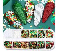 Sticker Ongles Noel, Ongles Flocons de Neige de Noël, Briller Autocollant Flocon de Neige, Stickers Ongle Hiver, pour Femmes DIY Nail Art, Visage, Etuis de Téléphone Portable, Cartes