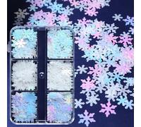 Sticker Ongles Noel, Ongles Flocons de Neige de Noël, Briller Autocollant Flocon de Neige, Stickers Ongle Hiver, pour Femmes DIY Nail Art, Visage, Etuis de Téléphone Portable, Cartes