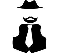 Sticker ordinateur chapeau, barbe et gilet