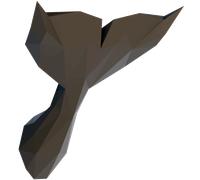 Sticker origami 3D queue de baleine noir de profil