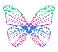 Sticker origami papillon arc en ciel