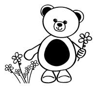 Sticker ours tenant une fleur
