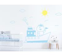 Sticker Ourson Bateau - Nombreuses tailles et couleurs disponibles