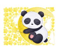 Sticker panda rêveur + 70 étoiles