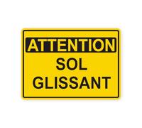 Sticker panneau ATTENTION sol glissant autocollant (taille XL : 28cm x 20cm)