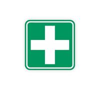 Sticker panneau INFIRMERIE LOGO croix vert autocollant (taille XL : 20cm x 20cm)