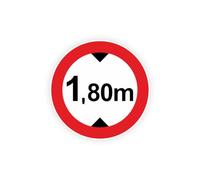 Sticker panneau LIMITATION HAUTEUR 1 mètre 80 route autocollant (taille L : 15cm x 15cm)