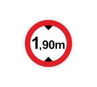Sticker panneau LIMITATION HAUTEUR 1 mètre 90 route autocollant (taille S : 7cm x 7cm)