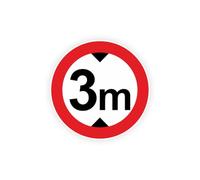 Sticker panneau LIMITATION HAUTEUR 3 mètres route autocollant (taille L : 15cm x 15cm)