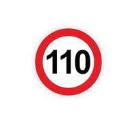 Sticker panneau LIMITATION VITESSE 110 km/h route autocollant (taille S : 7cm x 7cm)