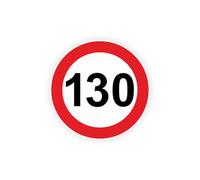 Sticker panneau LIMITATION VITESSE 130 km/h route autocollant (taille M : 10cm x 10cm)