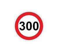 Sticker panneau LIMITATION VITESSE 300 km/h route autocollant (taille M : 10cm x 10cm)