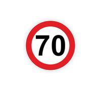 Sticker panneau LIMITATION VITESSE 70 km/h route autocollant (taille S : 7cm x 7cm)