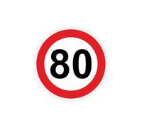 Sticker panneau LIMITATION VITESSE 80 km/h route autocollant (taille M : 10cm x 10cm)