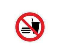 Sticker panneau NOURRITURE INTERDIT manger boisson autocollant (taille M : 10cm x 10cm)