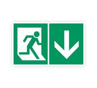 Sticker panneau SORTIE DE SECOURS bas vert autocollant (taille S : 10cm x 6cm)