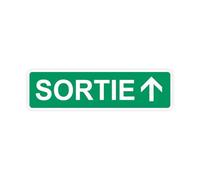 Sticker panneau SORTIE haut vert autocollant (taille XL : 29cm x 8cm)